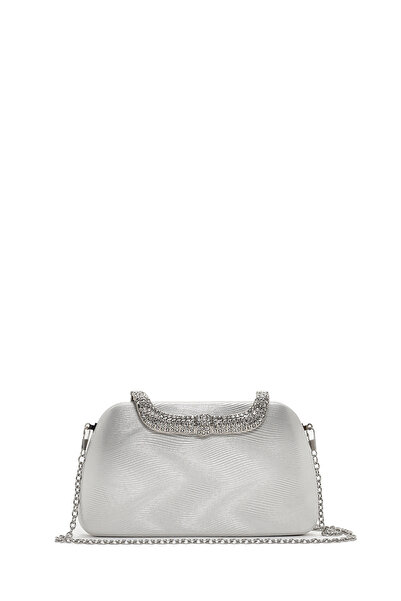 Derimod Women's Silver Long Chain Strap Stone Evening Dress Mini Portfolio Bag 25Sbd27036F
