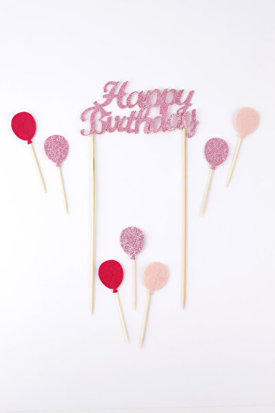 Le Mabelle Pink Happy Birthday Balloon Cake Decoration