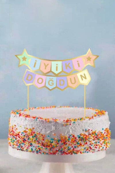 Le Mabelle Çok Renkli Çok Renkli İyi ki Doğdun Pasta Süsü