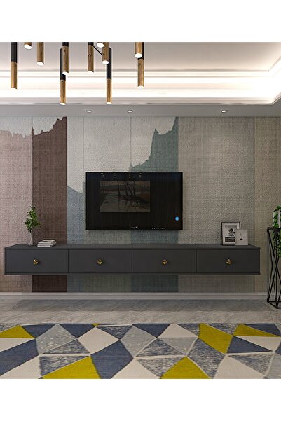 CENEYRA TDA2401AG - ZUZU DOUBLE DUVARA MONTAJ TV STAND ANTRASİT-GOLD 240CM