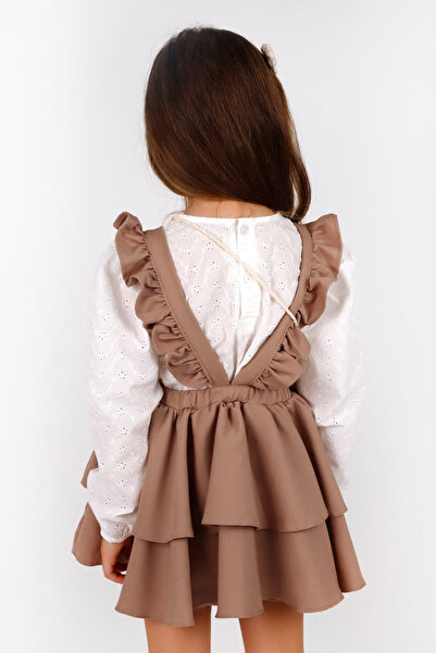 Le Mabelle Mink Long Sleeve Suspender Skirt Blouse Set - Nessa