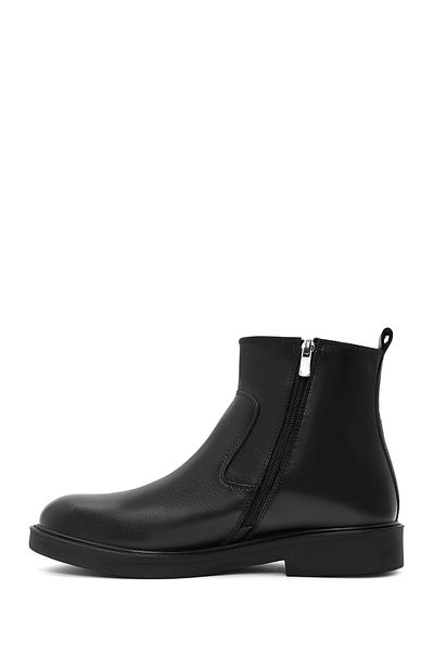 Derimod Men's Black Zippered Leather Casual Boots 24Wfd 702518