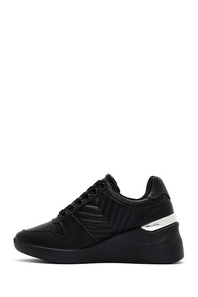 Derimod Black Leather Sneaker - Lace-Up and Wedge Heel, Model 24Wfd 430918