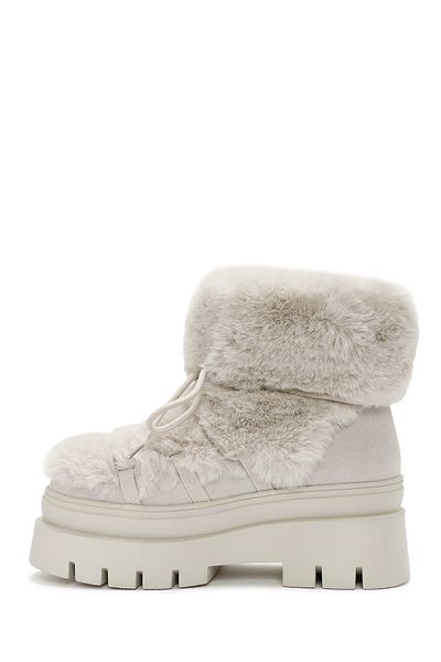 Derimod Women's Cream Thick Sole Plush Detailed Boots 24Wfd 491414
