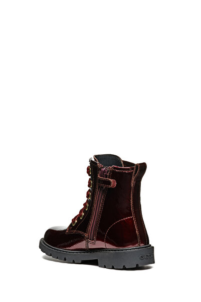 Geox Κοριτσίστικες μπότες με λουστρίνι με λεπτομέρεια με φερμουάρ με κορδόνια J46EXA00067C7005