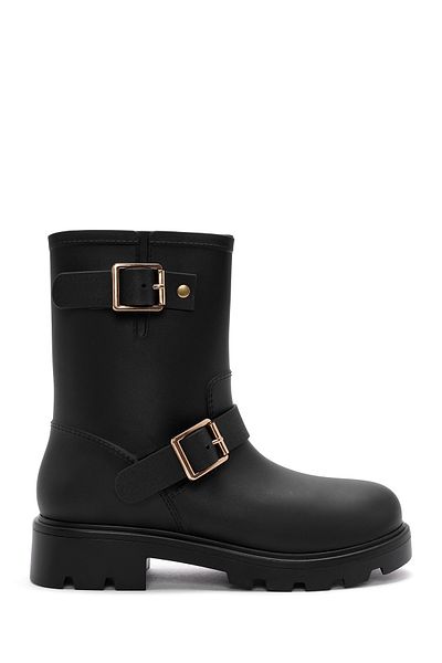 Derimod Women's Black Buckle Detailed Rain Boots 24Wfe4751Pv