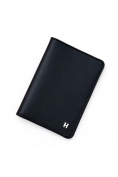 HELMBROOK Milton Genuine Leather Black Unisex Handcrafted Rfid Protection Passport Cover