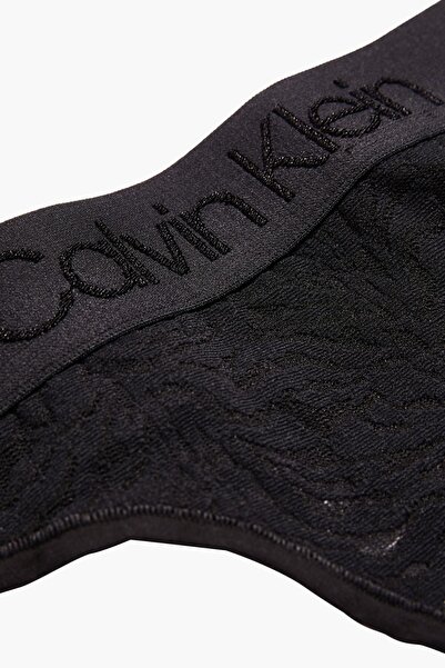 Calvin Klein Kadın Calvin Klein Logolu Elastik Bantlı Orta Yüksek Belli Yarı Transparan Streç Dantel