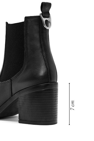 Derimod Women's Black Thick Heeled Leather Cowboy Boots 24Wfd 201618