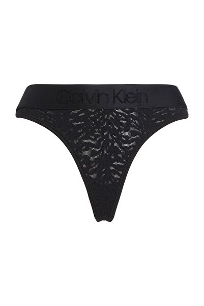 Calvin Klein Kadın Calvin Klein Logolu Elastik Bantlı Orta Yüksek Belli Yarı Transparan Streç Dantel