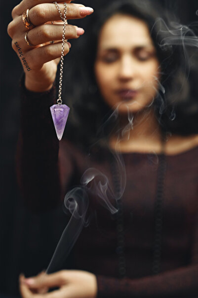 TAŞ SEPETİ بندول خاص بأعمال الطاقة من حجر الجمشت الطبيعي