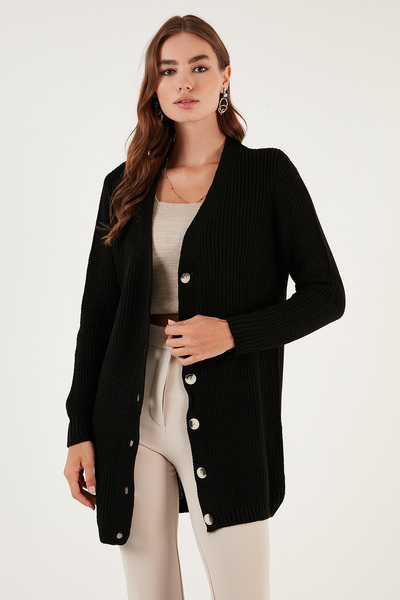 Lela 100% акриловий трикотажний довгий кардиган - Кардиган 4615044