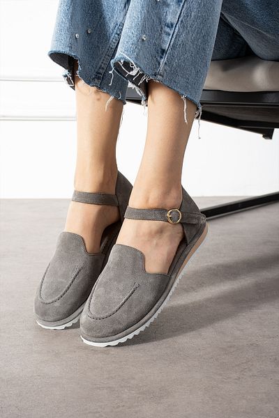 aayak&kabımofficial Genuine Suede Ultra Light Belt Detailed Buckle Women's Moccasin – Comfortable and Stylish Casual Shoes