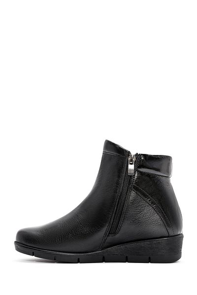 Derimod Women's Black Zippered Leather Comfort Boots 24Wfd 237114
