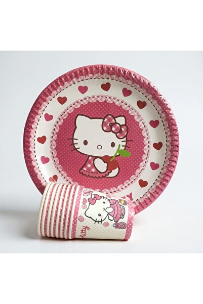 Cadde Süs Hello Kitty Temalı Tabak Bardak 8'li Set