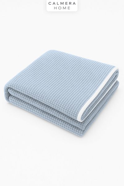 Calmera 100% Cotton Baby Pique |   Blanket - Cover |   75 X 100cm |   Light Blue