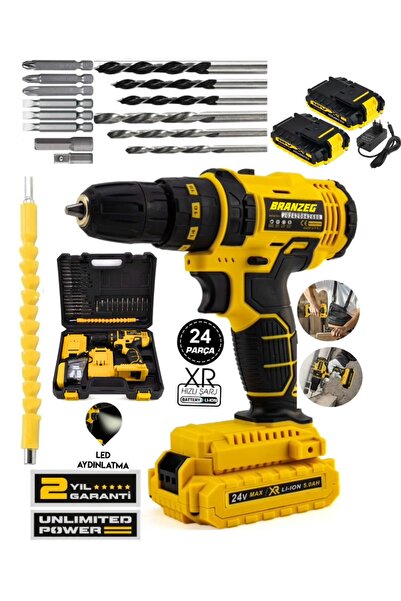 BRANZEG Şarjlı Matkap Akülü Vidalama Çift Bataryalı Metal Sanzuman