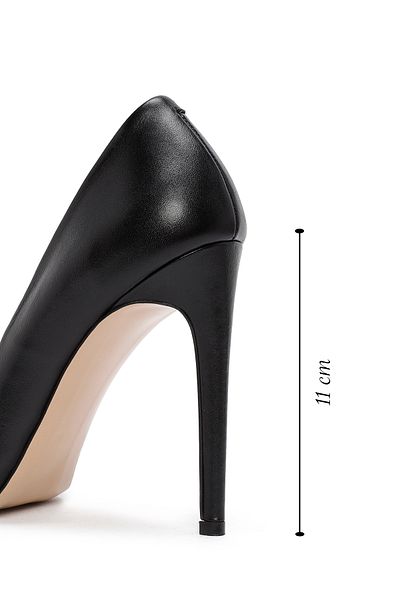 Derimod Black Leather Stiletto - High Thin Heels, 24Wfd 133818