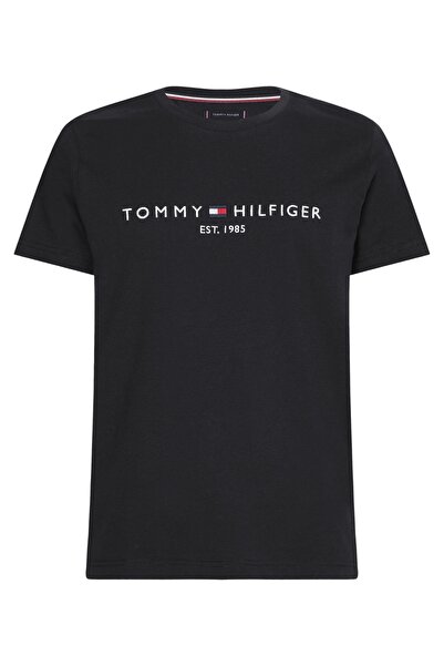 Tommy Hilfiger Ανδρικό λογότυπο μάρκας Μαύρο μπλουζάκι από οργανικό βαμβάκι κ...