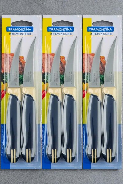 Pinkev Tramontina 6'lı Set Paslanmaz Çelik Kısa Kıvrık Tırtıklı Meyve Soyma Bıçağı