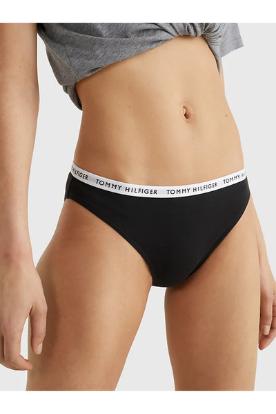 Tommy Hilfiger Women's Brand Logo Elastic Band Organic Cotton Daily Use Black-black-black Sports Bra
