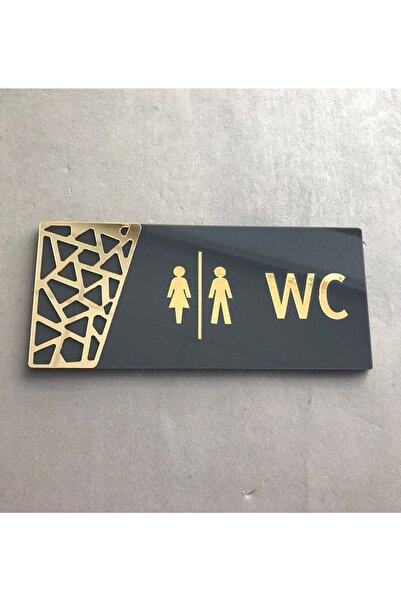 Yönline Antrasit Gold Pattern Seri Wc Kendinden Yapışkanlı Yönlendirme Tabelası