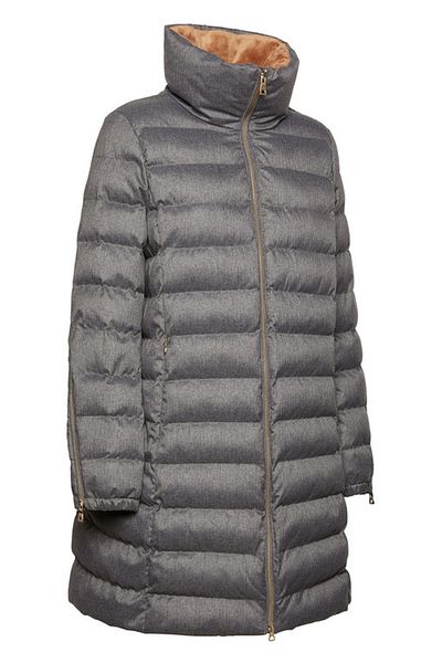 Geox Women's Gray Ilde Long Coat with Fur Inside W3628Jt3032F1019