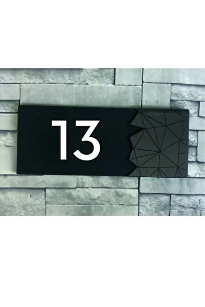 Yönline Decorative Mirrored Smoked Door Number - 13