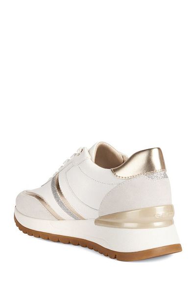 Geox Women's White Desya Thick Soled Leather Sneaker D3500A08522C1352