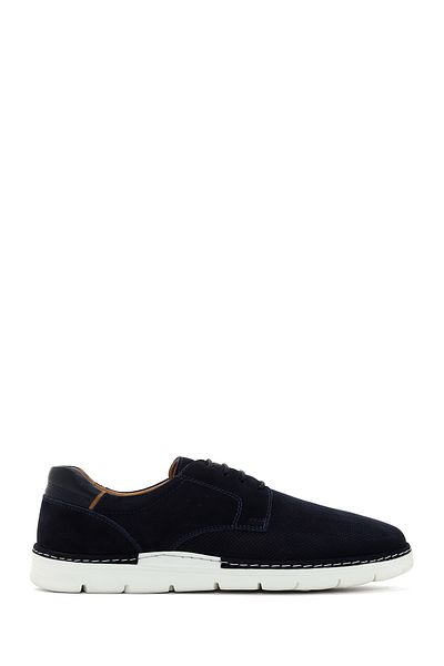 Derimod Men's Navy Blue Lace-Up Leather Casual Shoes 24Sfd676626