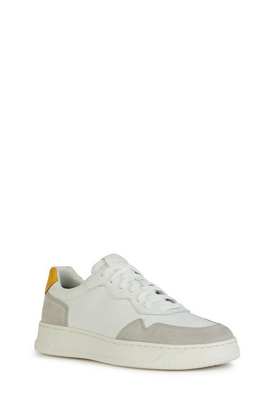 Geox Men's Suede and Leather White Gray Sneakers - U Arvier B