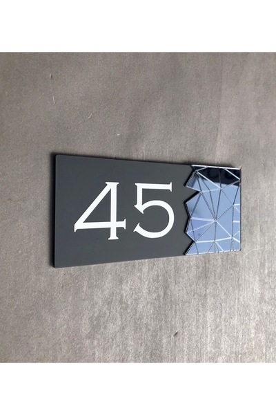 Yönline Smoked Mirrored Anthracite Door Number - 45