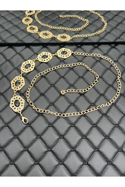 Descoin Curea cu lanț cu accesorii aurii, curea pentru femei, curea pentru haină, curea pentru pantaloni