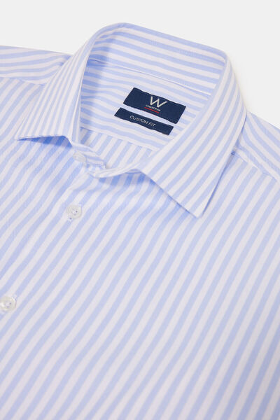 W Collection قميص أبيض مخطط بأكمام طويلة