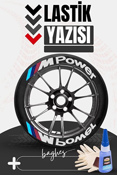 bombtire M Power Lastik Yazısı Oto/motor Sticker Arma Kabartmalı Yazı 2.5 Cm 4 Adet