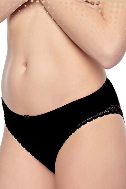 Belinay 2004 Dantel Detaylı Kadın Külot Siyah XL