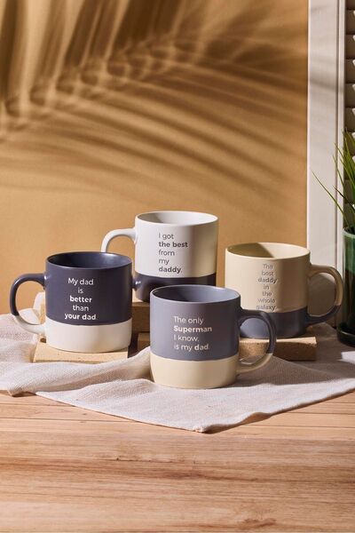 Perotti مجموعة أكواب من الخزف الصيني الجديد مكونة من 4 قطع من Daddy سعة 480 مل