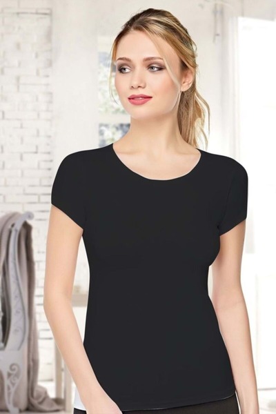 Belinay 0884 Modal Short Sleeve Undershirt Black XXL