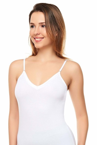Belinay 1063 Women's Rope Strap Undershirt White XXL