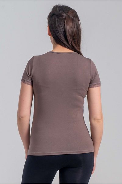 Belinay 8025 Women's Lace Short Sleeve Bodysuit Mink