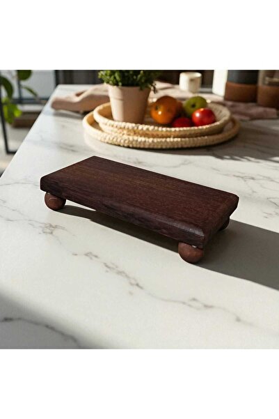 Demwood El Yapımı Iroko Ağacı Ayaklı Sunum Tahtası - Kahve Sunumluğu & Dekora...