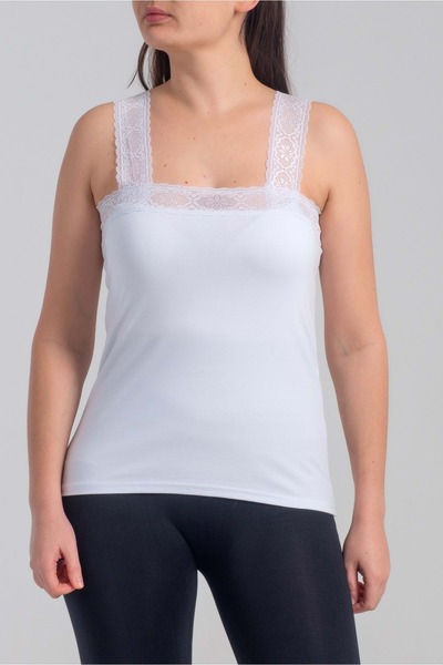 Belinay 6012 Γυναικείο Μονό Δαντελένιο Λευκό XXL