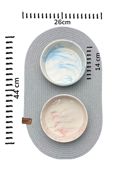 ARKHERA Set of 2 Ceramic Cat and Dog Food Bowls and Supla