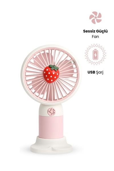 MetaForce Mini Fan Şarjlı Taşınabilir El Vantilatörü Telefon Standı Meyve Figürlü Usb Mini Fan 250Mah 5W Güçlü