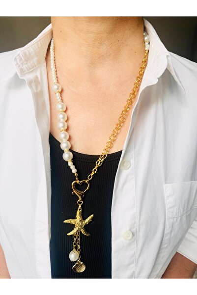 DEVİ fashion Starfish Long Pearl Necklace