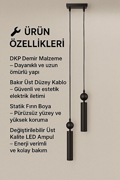 Bozyaka Aydınlatma Sparg Dekoratif Metal Tavan Sarkıt Tekli Siyah Modern Avize (Gün ışığı led ampul dahildir...)