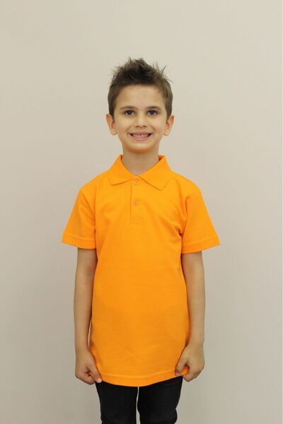 Selkar Global Child's 100% cotton solid color polo neck short sleeve t-shirt orange - orange - ilc2.scxhpjolv-tur
