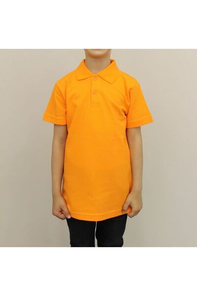 Selkar Global Child's 100% cotton solid color polo neck short sleeve t-shirt orange - orange - ilc2.scxhpjolv-tur