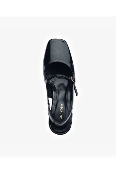 Greyder Kadın Siyah Kırışık Rugan Hakiki Deri Topuklu Klasik Ayakkabı 5Y2TA59279