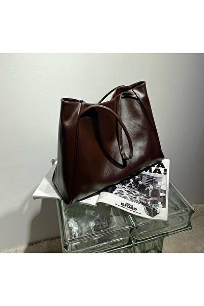 Rivina حقيبة يد وكتف يومية للنساء باللون البني - موديل أساسي مقاس كبير